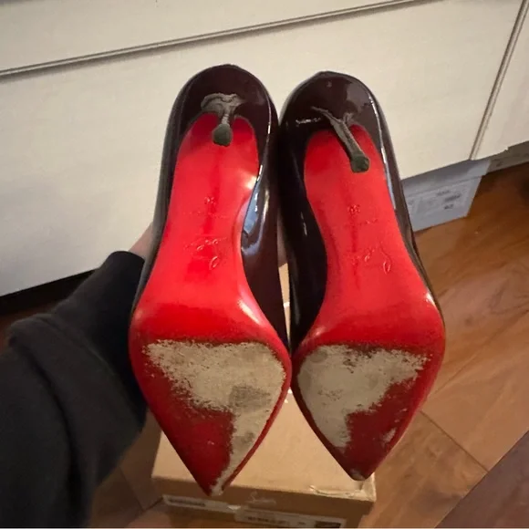 CHRISTIAN LOUBOUTIN Decollete Heels Pumps Burgundy 100mm 4 inches Size 36 6